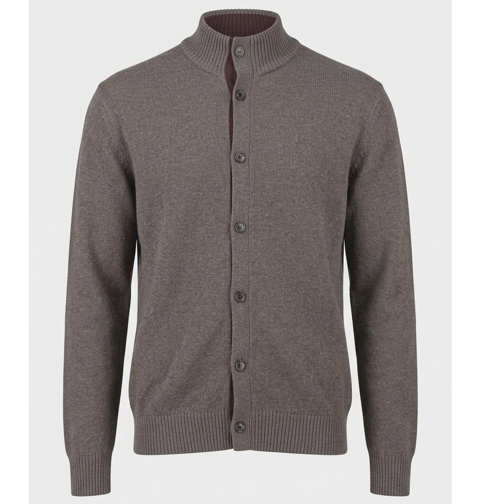 Chaps Mens Old Money Gray Cotton Button Front Grandpa Cardigan Elbow Patches L